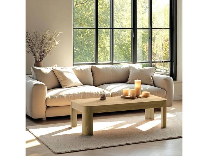 Table basse rectangulaire couleur naturelle design arrondi VELAR