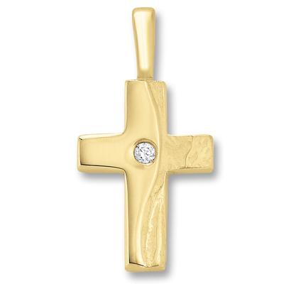 Kreuzkette ONE ELEMENT "Halskette - Kreuzkette mit Zirkonia Kreuz und Anhänger aus 333", gold, Halsketten, Damen, Gelbgold 333, Kreuzkette, Symbolische Note – harmonisch gestaltet mit Liebe zum Detail
