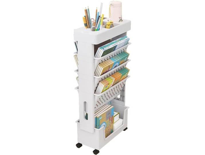 Bureau Étagère Mobile pour Salle de Classe Organisateur de Rangement de Bureau Compact avec Roulettes Rangement Chariot Slim