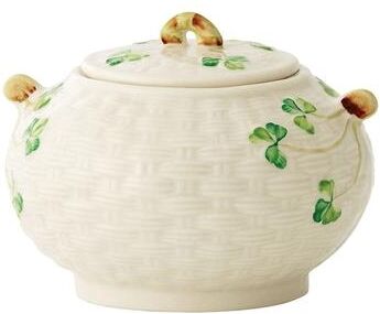 Belleek Shamrock Sugar Bowl