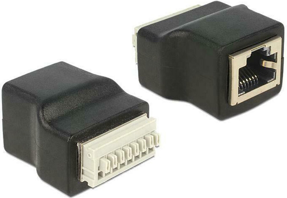 Delock Adapter RJ45-connector klemmenblok zwart