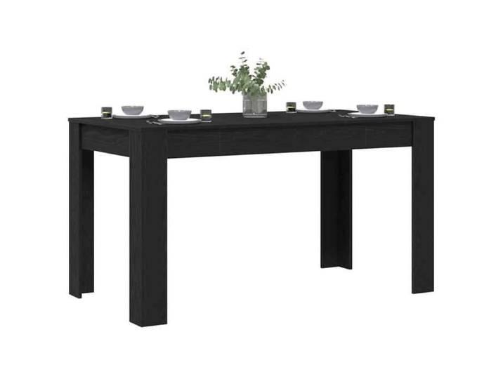 Table CUISINE - Noir - Table de repas - Montage simple - Chêne noir 140x74.5x76 cm T10316