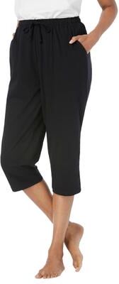 Plus Size Women's Knit Sleep Capri by Dreams & Co. in Black (Size L) Pajamas
