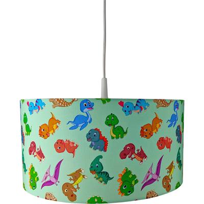 NIERMANN Pendelleuchte "Stoff-Pendelleuchte Dinos, Kinderlampe", bunt (multi color), 1, Ø 35cm H: 17cm, 1 Stk., Leuchten, Lampenschirm aus Stoff, Kinderzimmer, Pendelleuchte