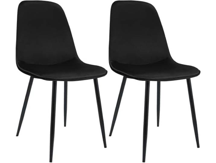 CLP Esszimmerstuhl 2er Set gepolstert Maryam, Küchenstuhl mit Rückenlehne und schwarzem Metallgestell, bis 150 kg belastbar Farbe schwarz Material Samt