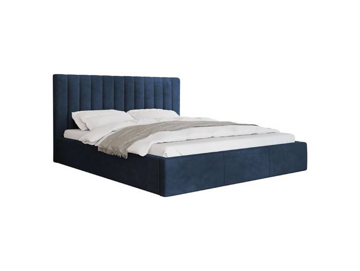 Rosario - lit coffre - 140x200 - sommier inclus - en velours - Bleu
