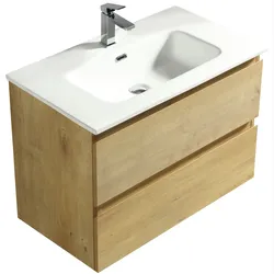 Alpenberger Design Badmöbel Set 80 cm | Waschbecken mit Unterschrank | Keramik Waschtisch Softclose Funkt. Vormontiert | inkl. Schubladen Organizer