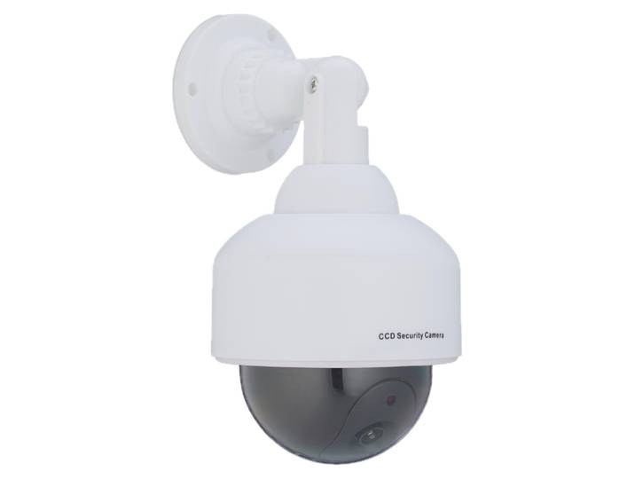 2 caméras factices\, voyant LED clignotant\, pour l'intérieur et l'extérieur\, dissuasion contre les cambrioleurs\, caméra de surveillance factice\, blanche