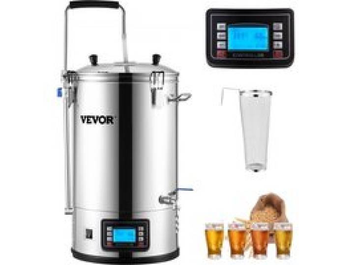 VEVOR Bierbrauanlage 30 L (Brauvolumen), Maischekessel mit Pumpe, Elektrisches Brühsystem zum Bierbrauen, 100-2500 W Braukessel, Automatischer/Manueller Modus Rezeptspeicher Timer Temperaturregelung