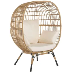 GARTENSESSEL Rattan natürlich Auflagen cremeweiß Veroli