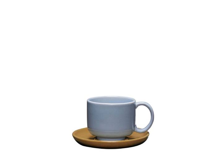 Hübsch Amare Tasse avec soucoupe Bleu clair/Marron