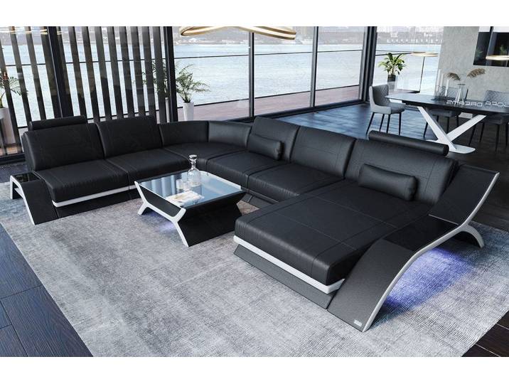 XXL Wohnlandschaft Calabria U-Form in Leder
