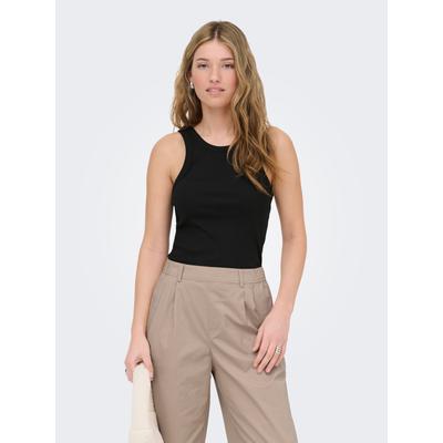 Tanktop ONLY "ONLVAL 2-WAY TANK TOP JRS NOOS", Damen, Gr. M, schwarz, Jersey, Obermaterial: 95% Baumwolle, 5% Elasthan, unifarben, normal, Rundhals, Tops Tanktop, Baumwollmischung, Rundhals