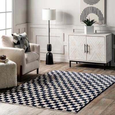 Nuloom Dominique Abstract Checkered Fringe Area Rug