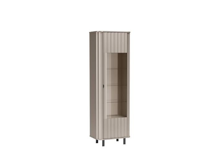 Masseno Vitrinenschrank MODERNO 200 x 65,3 cm Modern Wohnzimmer Vitrine mit Tür Beige