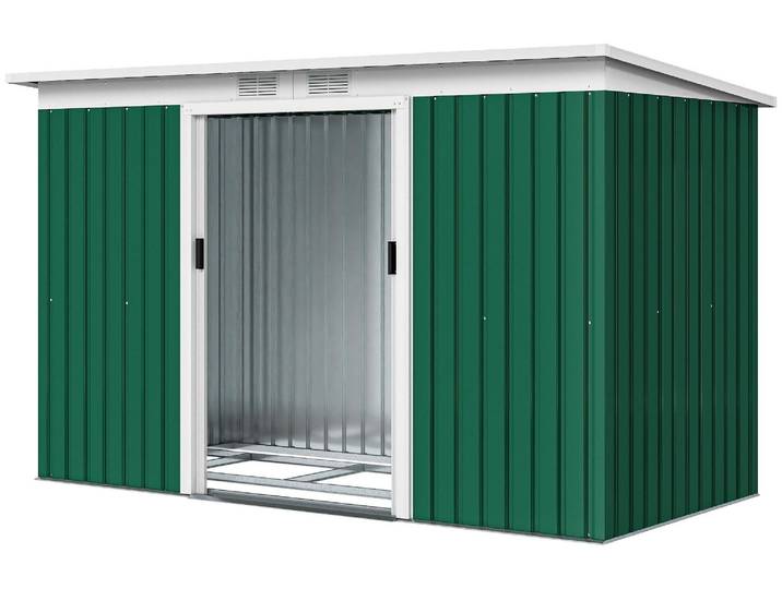 Outsunny Gerätehaus Gartenhaus mit Schiebetür Outdoor Stahl Dunkelgrün