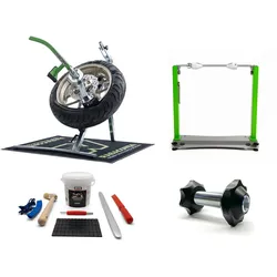 Rabaconda Street Bike Reifenmontiergerät Set für Ducati Einarschwinge Schwarz Rabaconda Wuchtbock Paste
