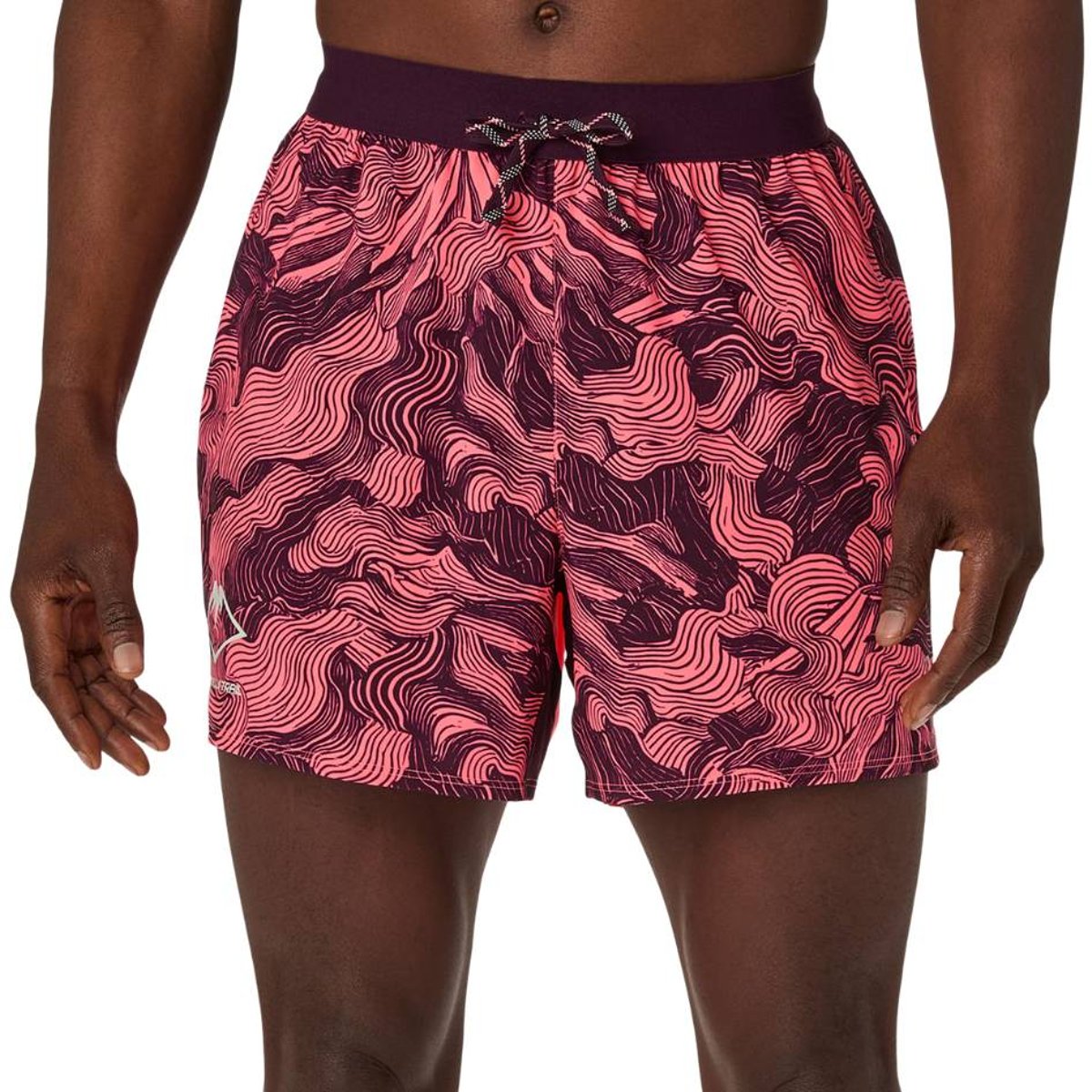 Calção Asics Fujitrail AOP 5in Rosa Roxo, Tamanho M Homem