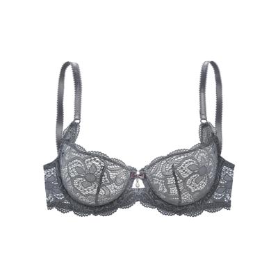 Bügel-BH LASCANA "BH mit Bügel, Spitzen-BH, als Dessous-Set kombinierbar, Nikoletta", Damen, Gr. 75, Cup C, grau (graphit), Spitze, Obermaterial: 88% Polyamid, 12% Elasthan, BHs Bügel-BH, sexy Dessous, sexy Unterwäsche, Reizwäsche Damen
