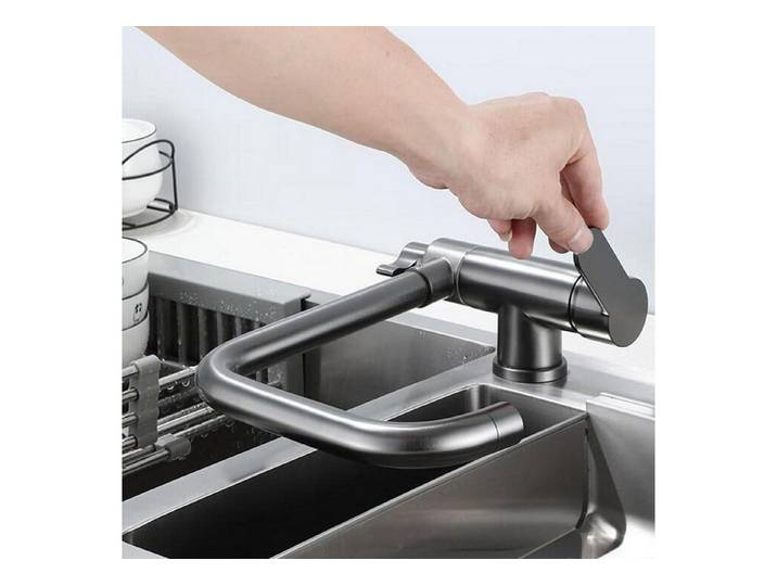 LuxusKollektion Küchenarmatur Küchenarmatur 3 Wege Klappbar Grau (1-St)