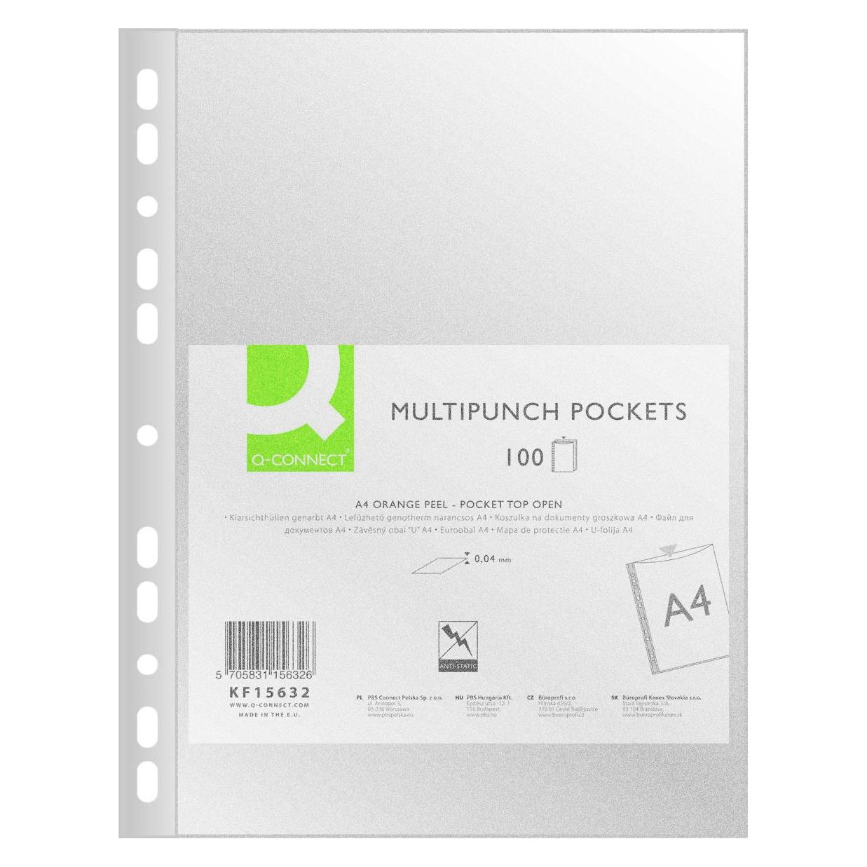 Q-Connect Doc-T-Shirt PP 40 Mikron. Erbse A4/100 Stk. transp. (41935094)