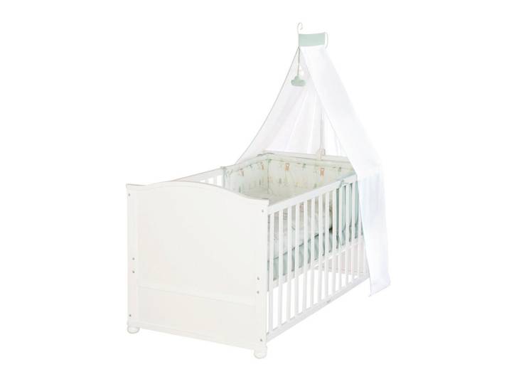 Roba Babybett Woodland Buddies 70 x 140 cm weiß, Weiß, Textil, Tiere, 70x140 cm, Baby- und Kindermöbel, Babyzimmer, Babybett, Beistellbetten