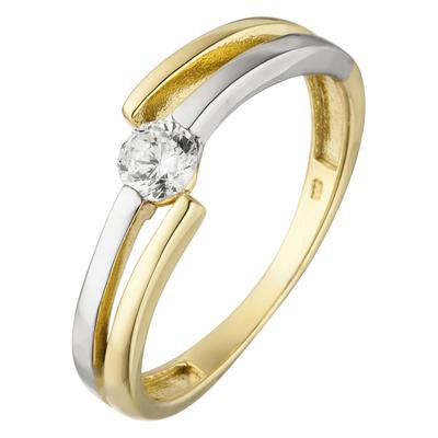 Fingerring JOBO Gr. 54, gold (gelbgold 333), Fingerringe, Damen, 54, Gelbgold 333 Weißgold 333, Gelbgold 333, Weißgold 333, Fingerring, 333 Gold bicolor mit Zirkonia