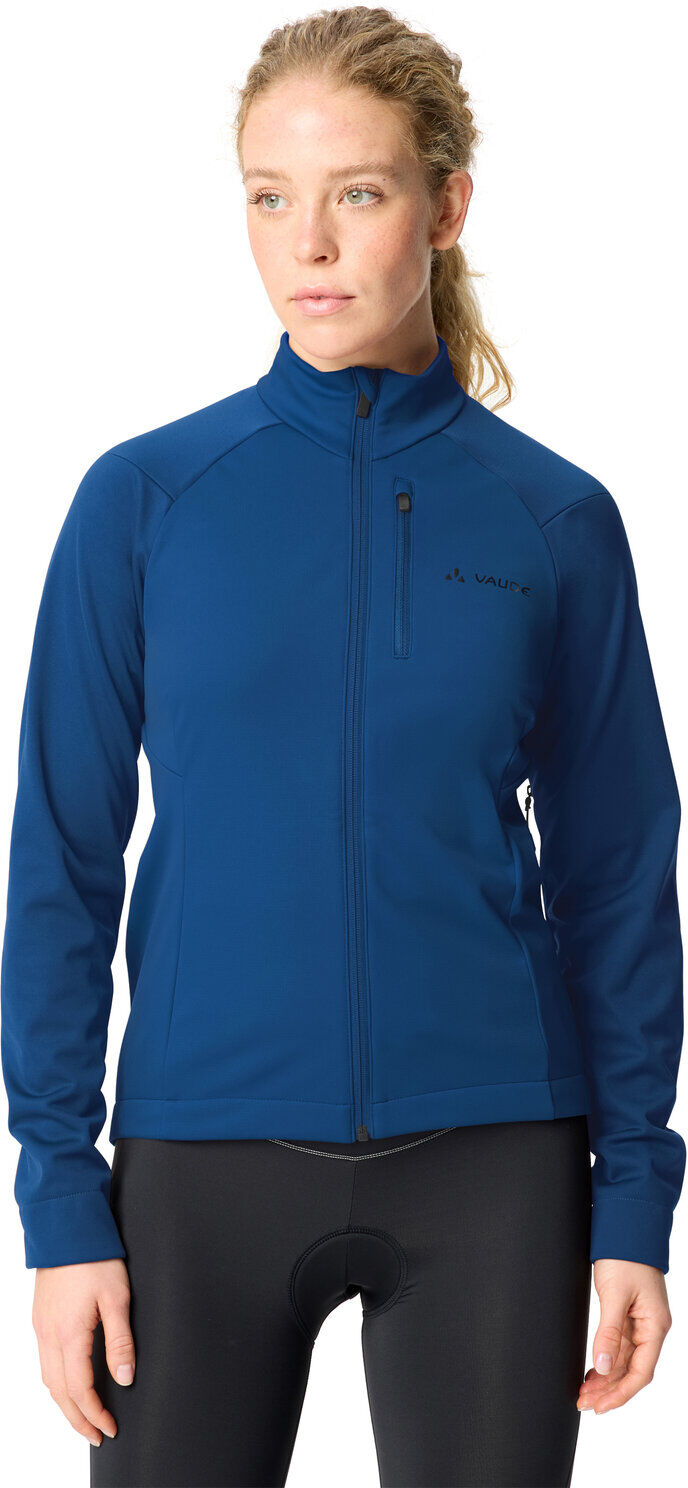 Softshelljacke VAUDE "WOMEN'S POSTA SOFTSHELL JACKET II", Damen, Gr. 36, blau (everest blau), Obermaterial: 100% Polyester, Jacken Softshelljacke, für Radsport und Pendeln, mit Unterarmreissverschlüssen everest blau 36