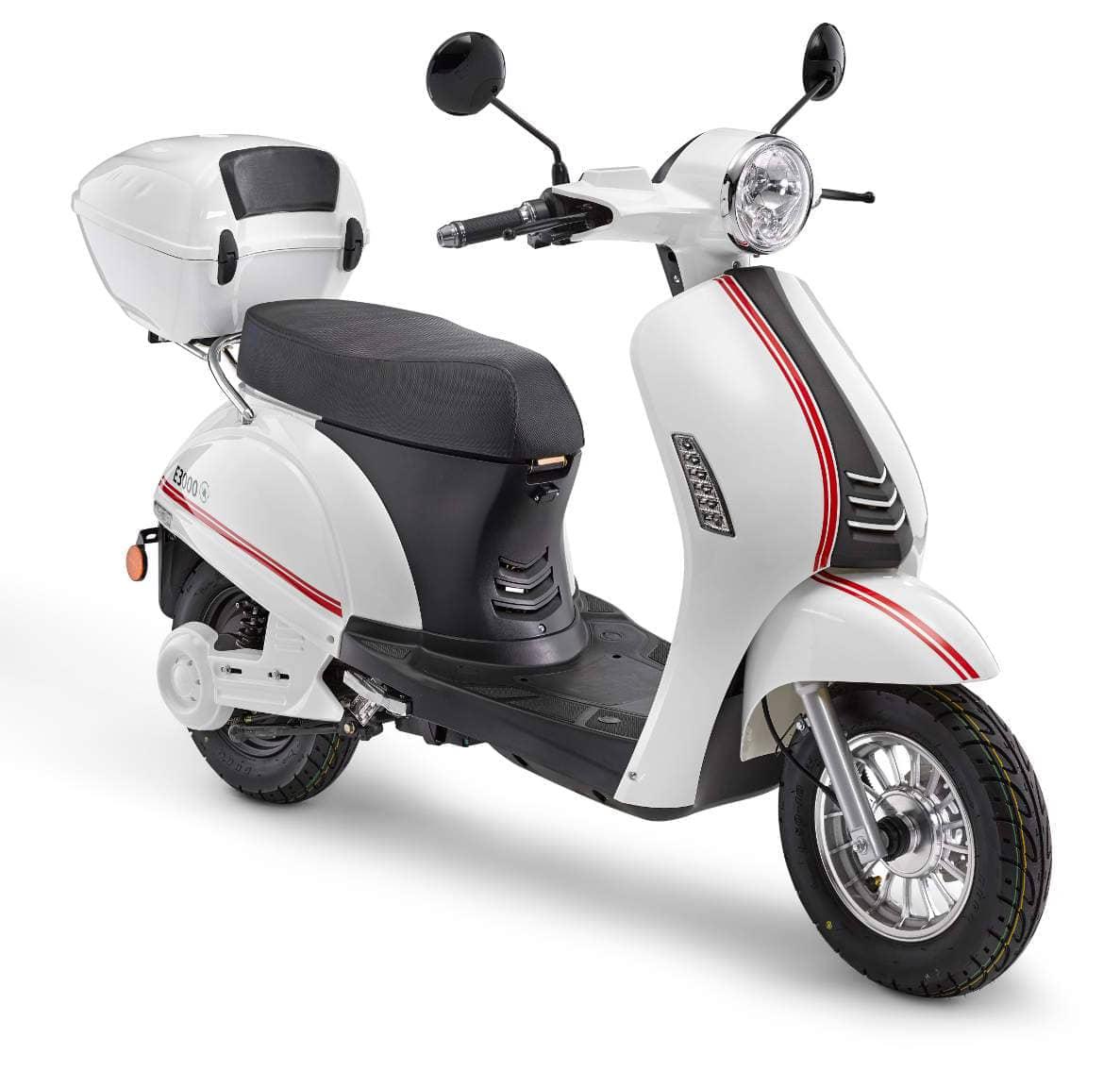 Elektroroller E3000 25 km/h E-Scooter Mofa weiß E-Roller Elektroscooter Motorroller