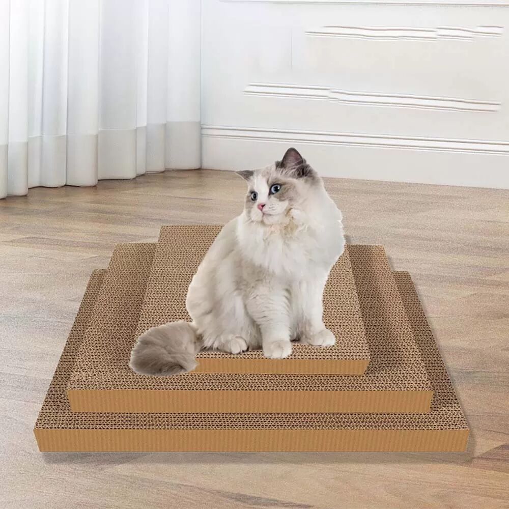 INF DIY Wellpappe Katzenkratzbrett - Kratzmatte für Krallenpflege & Beschäftigung L