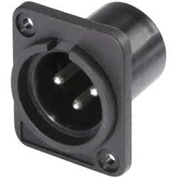 HICON XLR, 3-pol , Kunststoff-, Löttechnik-Einbaustecker, versilberte(r) Kontakt(e), Type D, schwarz