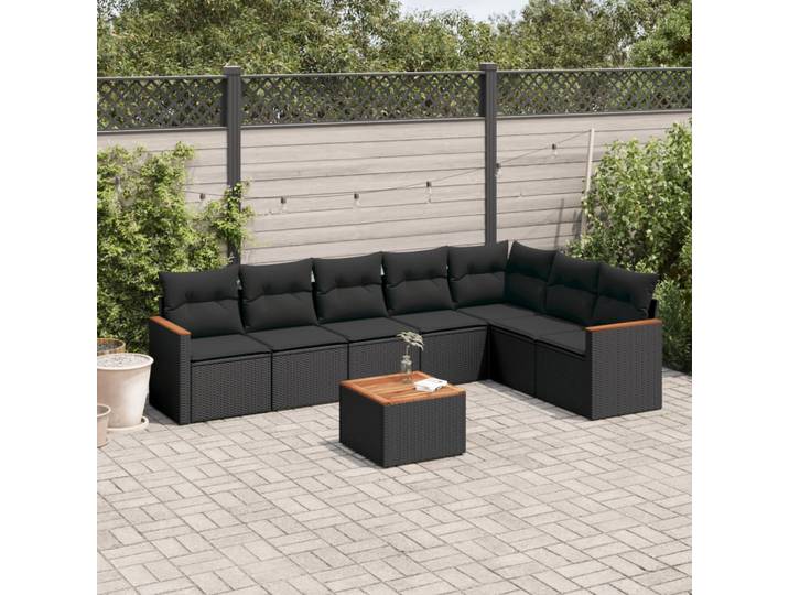 vidaXL Patio Sofa Set 8-Sitzer Black