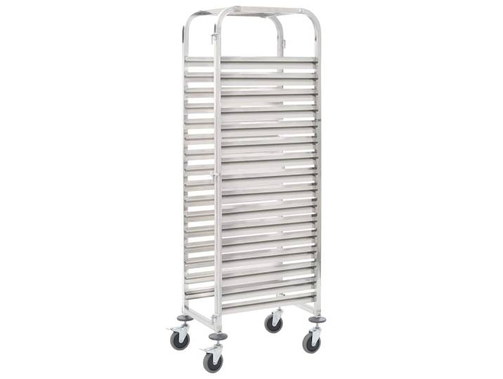 vidaXL Tablettwagen für 16 Tabletts 38x55x163 cm Edelstahl