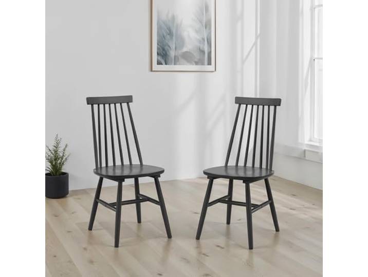 Julian Bowen Alassio Esszimmerstühle mit spindelförmiger Rückenlehne, 2er-Set, Schwarz
