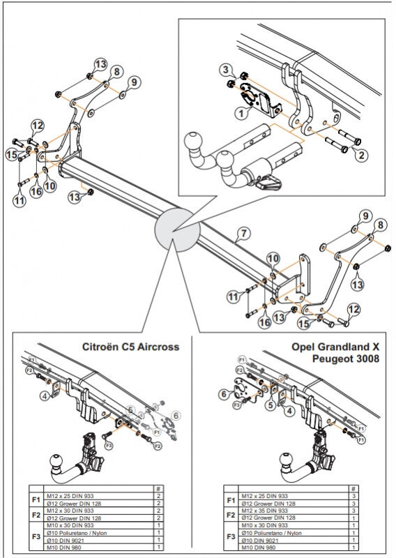 Attelage Citroën C5 Aircross y compris hybride léger (11/18-06/25) Col de cygne