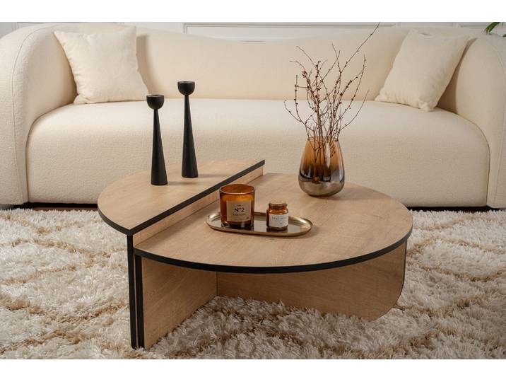 Skye Decor\, Orion - Honey Oak\, Black\, table basse\, chêne miel\, 100 % PANNEAUX ESPAGNOLS MELAMINÉS\, 90 x 60 x 30 cm