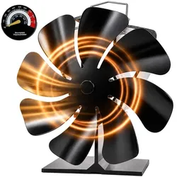 Relaxdays Kaminventilator mit Thermometer stromlos Schwarz
