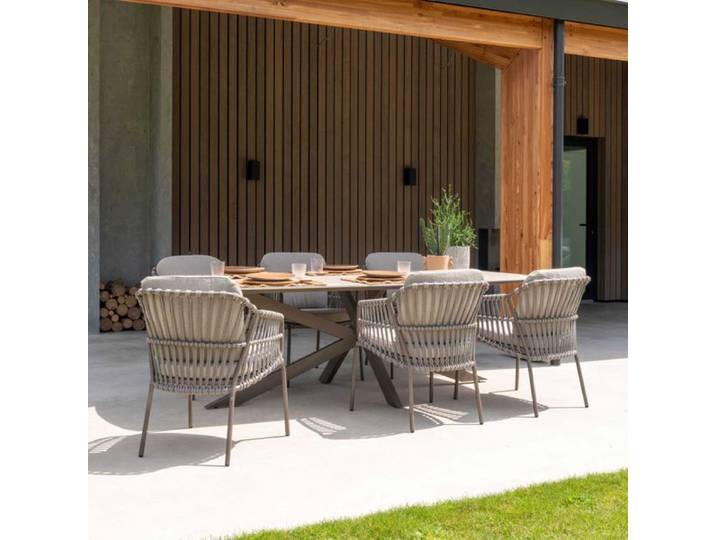 4Seasons Capalbio Gartenmöbel-Set L (6 Plätze) Tisch 240x105cm Braun Taupe Sand