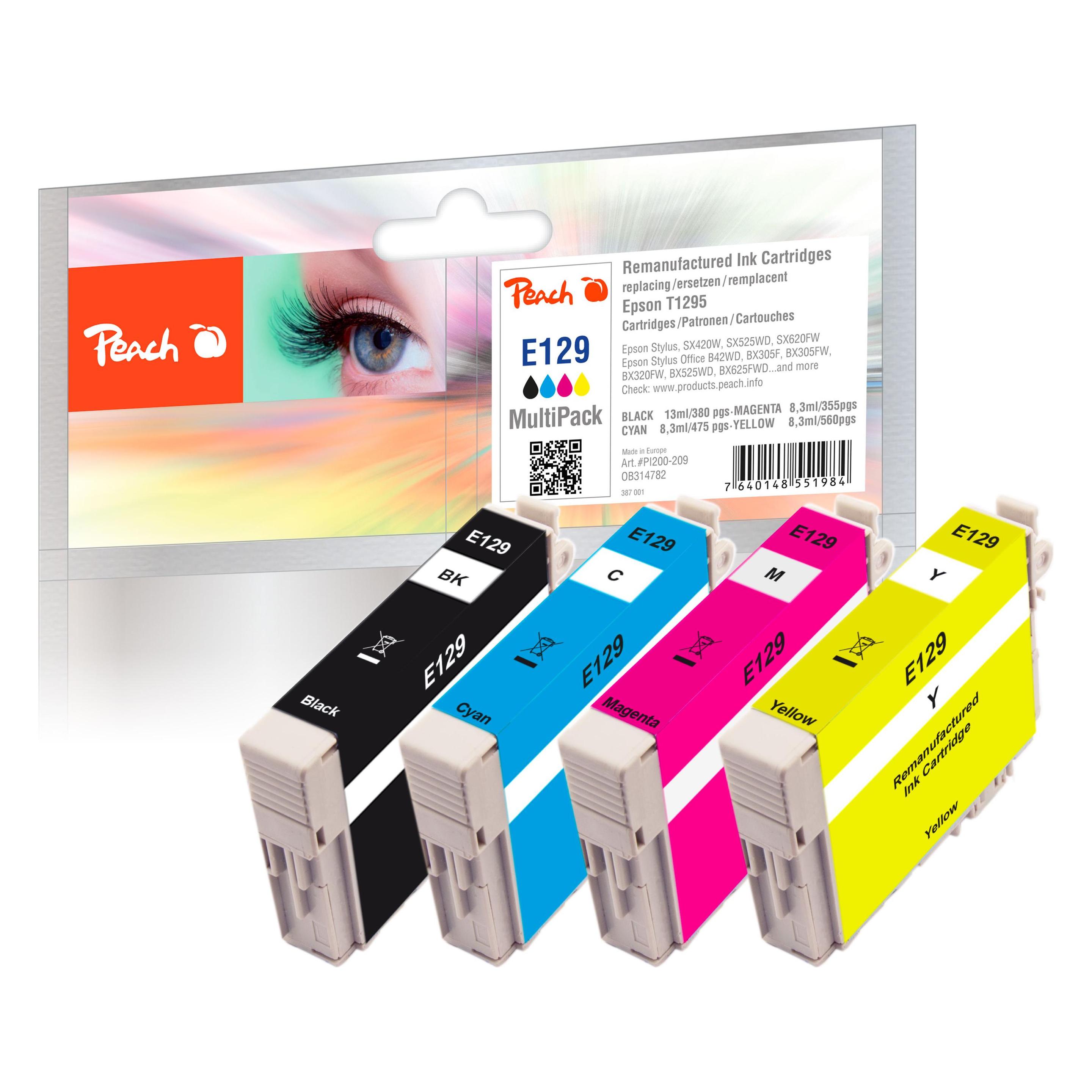 Peach T1295 MultiPack Retail Comp. (BK, C, M, Y) (PI200-209)