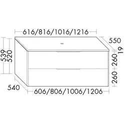 Burgbad Waschtischunterschrank+Konsolenplatte Oteo Eiche Dekor Cashmere/Eiche Dekor Rost SHMG121F7436A0315
