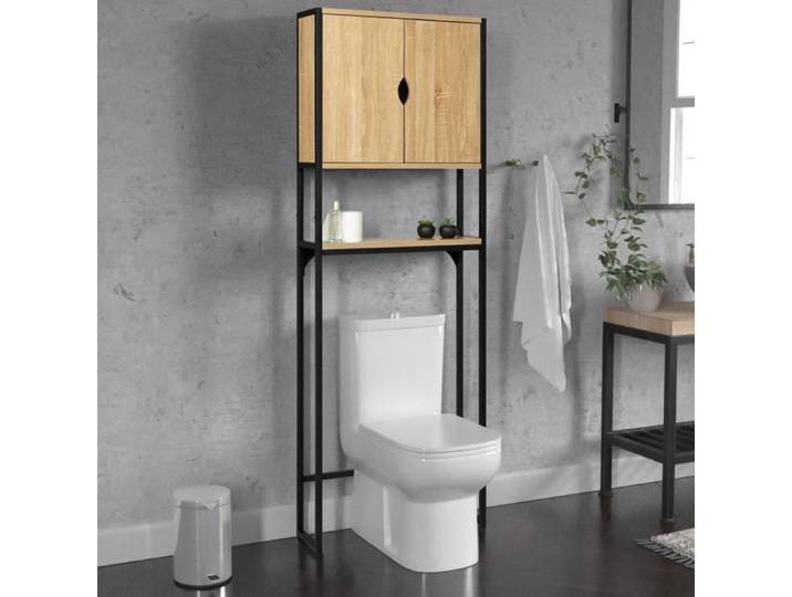 IDMARKET Meuble étagère dessus WC placard DETROIT design industriel