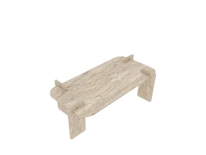 Table basse effet travertin 120x60cm - beige