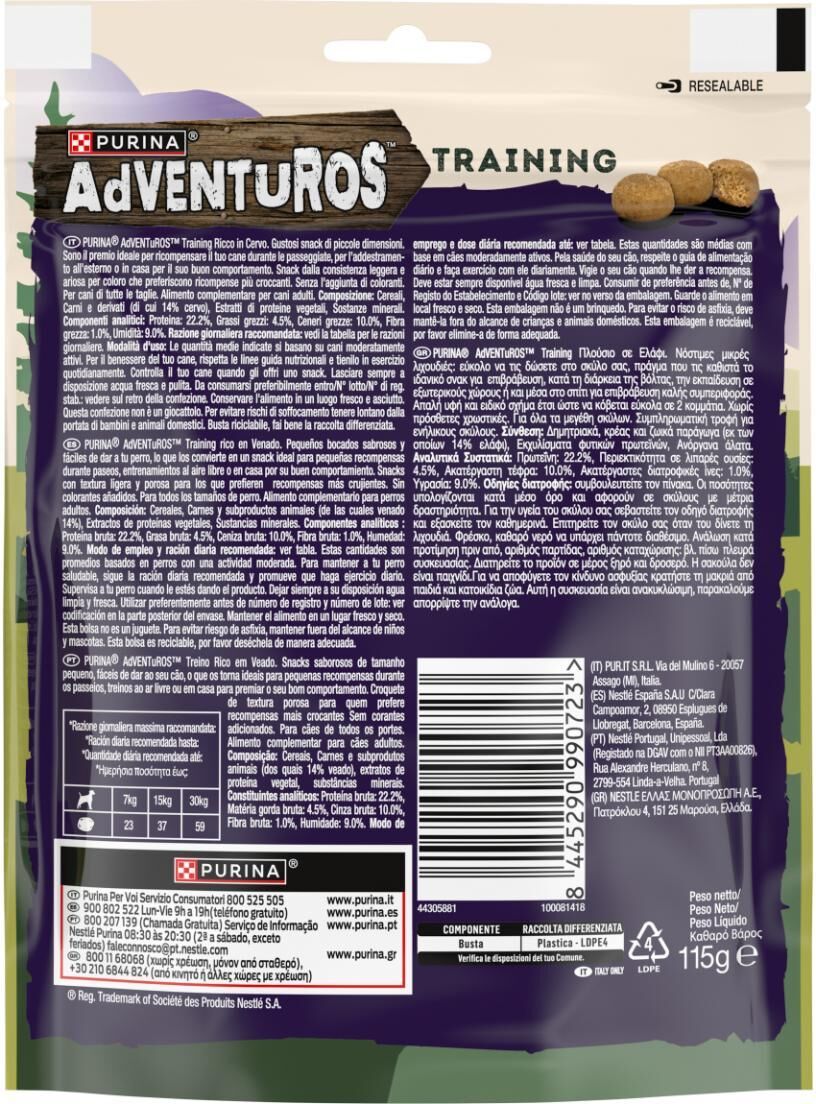 Purina Snack Dog Adventuros Training al Cervo 115G