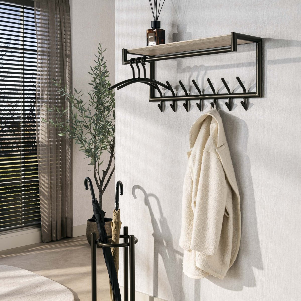 PS-Collection Kapstok Terra met Hoedenplank - Brons & Travertine