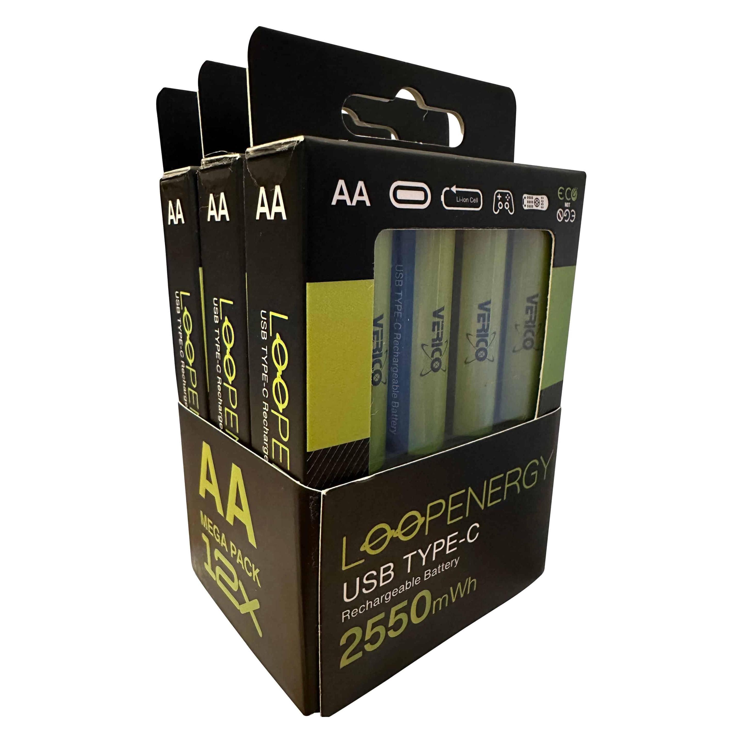 Verico Loop Energy AA mit USB-C Buchse (12 Stk., AA, 1700 mAh) (1UDBT-A1WEAE-NN)