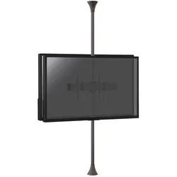 KIMEX Neigbare Boden-Decken-Stütze für 2 TV-Bildschirme Rücken an Rücken 32'' - 75'' - Max. Höhe 240cm