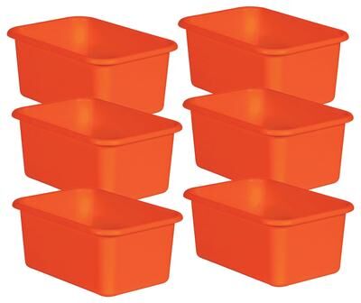 Teacher Created Resources Orange Small Plastic Storage Bin, Pack of 6