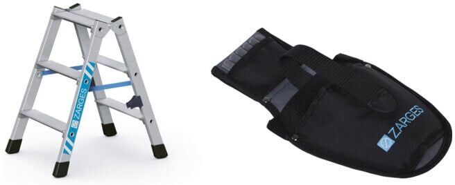 Set ZARGES Nova B - Stufen-Stehleiter 2 x 3 Stufen + Werkzeugtasche