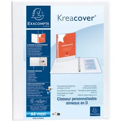 Exacompta Personalisierbares Ringbuch aus PP 1,9mm, 4 Ringe 25mm, Rücken 47mm, 2 äußere Klarsichthüllen, 32x30cm für DIN A4 Überbreite - Kreacover