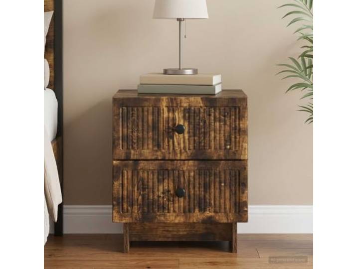 YUTAASU Nachttisch Geräucherte Eiche 43 x 34,5 x 47,5 cm Holzwerkstoff Vintage-Stil, Geräumige Fächer, Robust, Für Schlafzimmer Und Wohnzimmer, Pflegeleicht